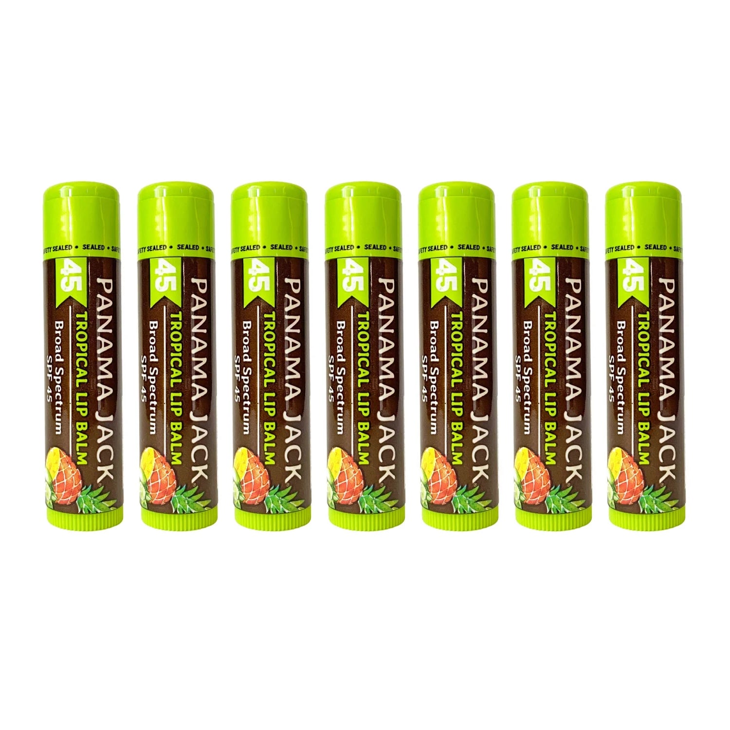 Sunscreen Lip Balm - SPF 45, Broad Spectrum UVA-UVB Sunscreen Protection, Prevents & Soothes Dry, Chapped Lips (Pack of 7, Tropical)