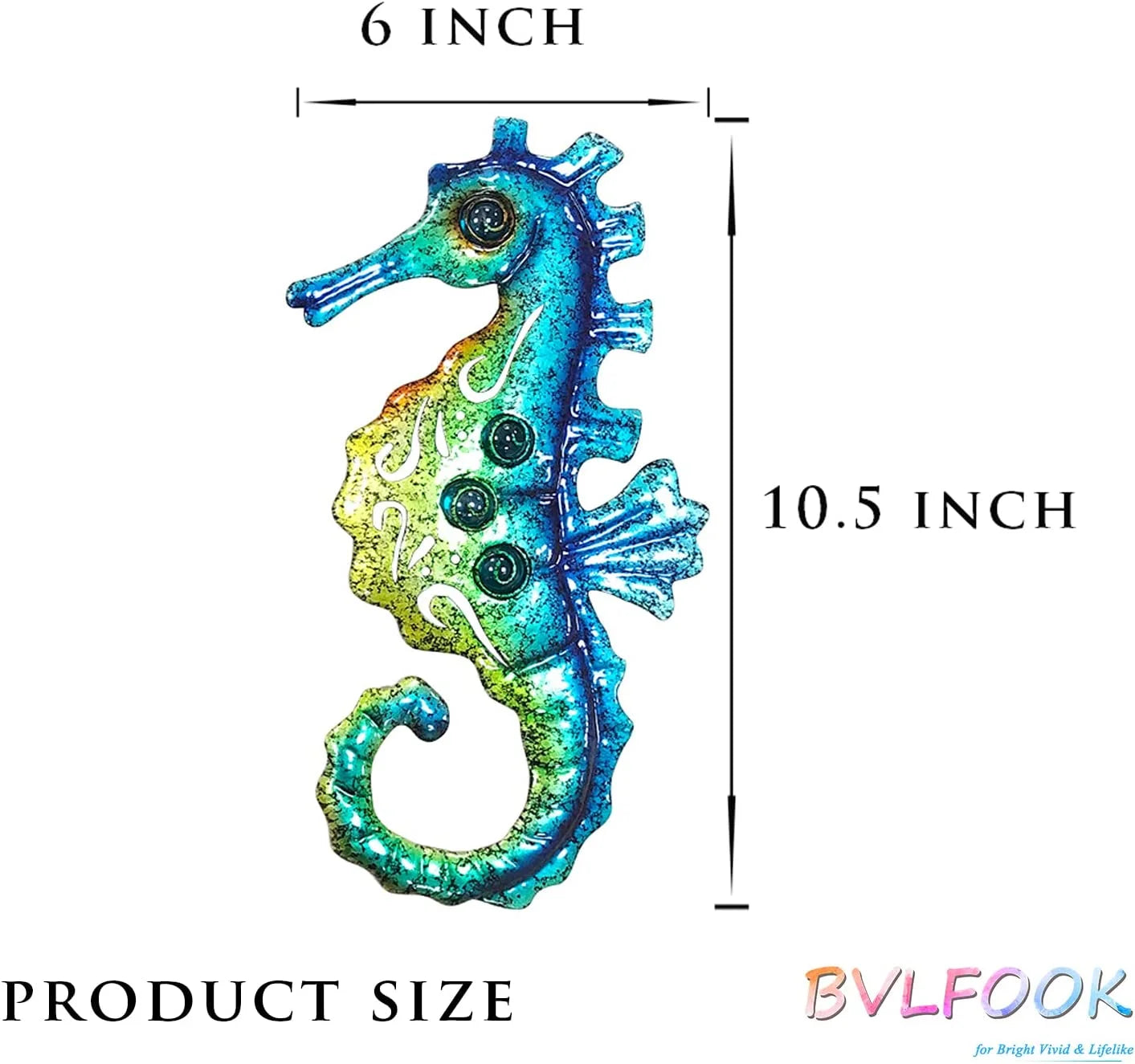 Seahorse Wall Art Decor, Metal Coastal Ocean Decor Beach Themed Decoration for Bathroom Bedroom Fence Home Indoor Outdoor, Nautical Tropical Decor, Set of 3, 10 Inch