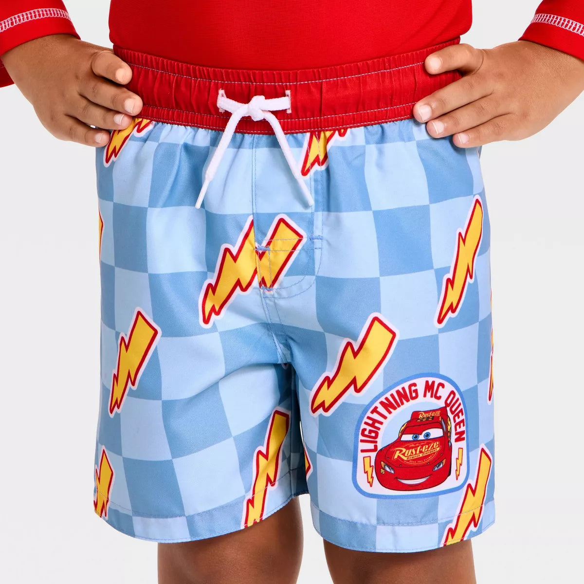 Toddler Boys' Cars Lightning Mcqueen Long Sleeve Rash Guard Set - Red