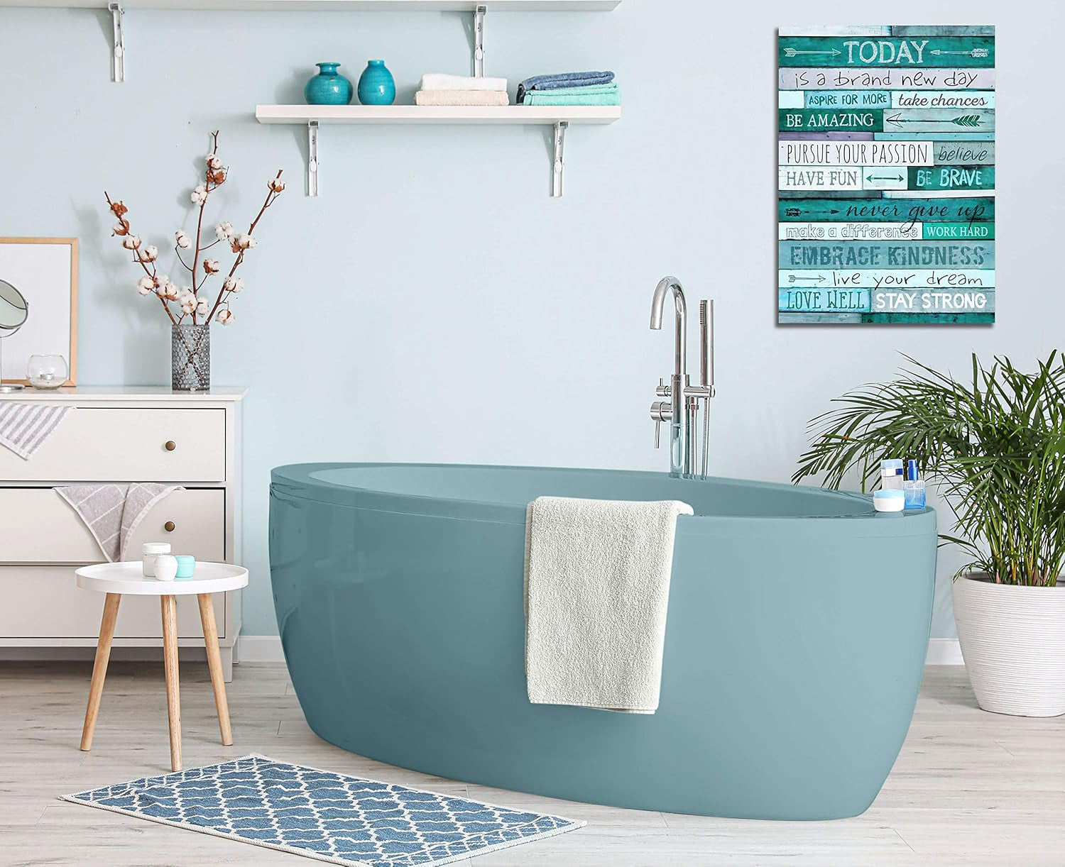 Inspirational Wall-Art - Quotes Office Wall Decor - Teal Wall Decor for Bedroom - Word Artwork for Home Walls with Framed Canvas Art Size 16"X24"